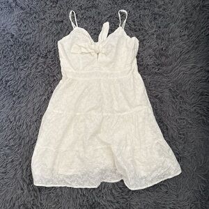 white floral lace dress with bow detail